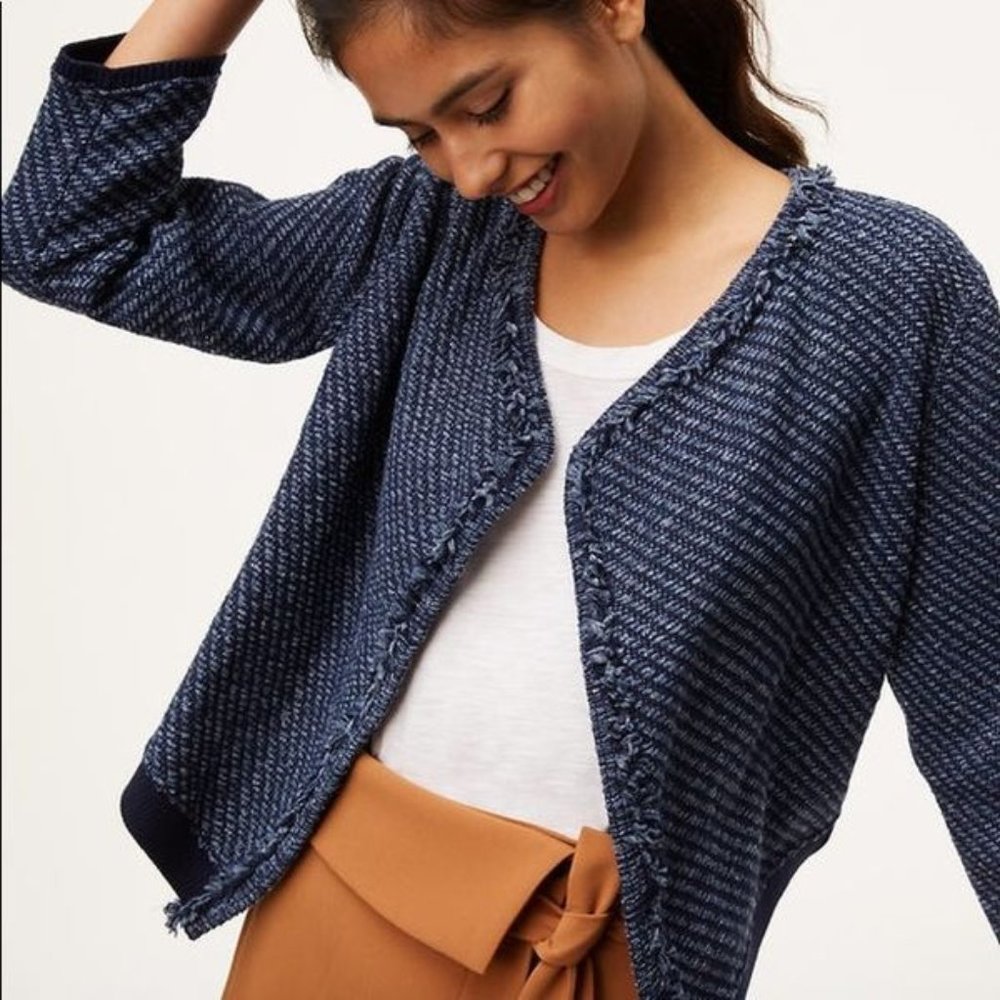 Loft Fringe Knit Jacket XS